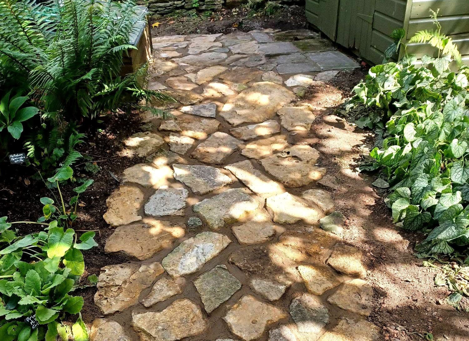 Natural stone garden path through planting